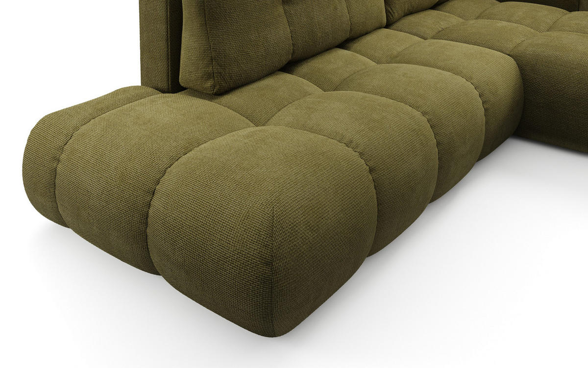 ECKSOFA DUCA R-S Grün Chenille mit Schlaffunktion - Grün, Holz (266.5/266.5cm) - MASSENO