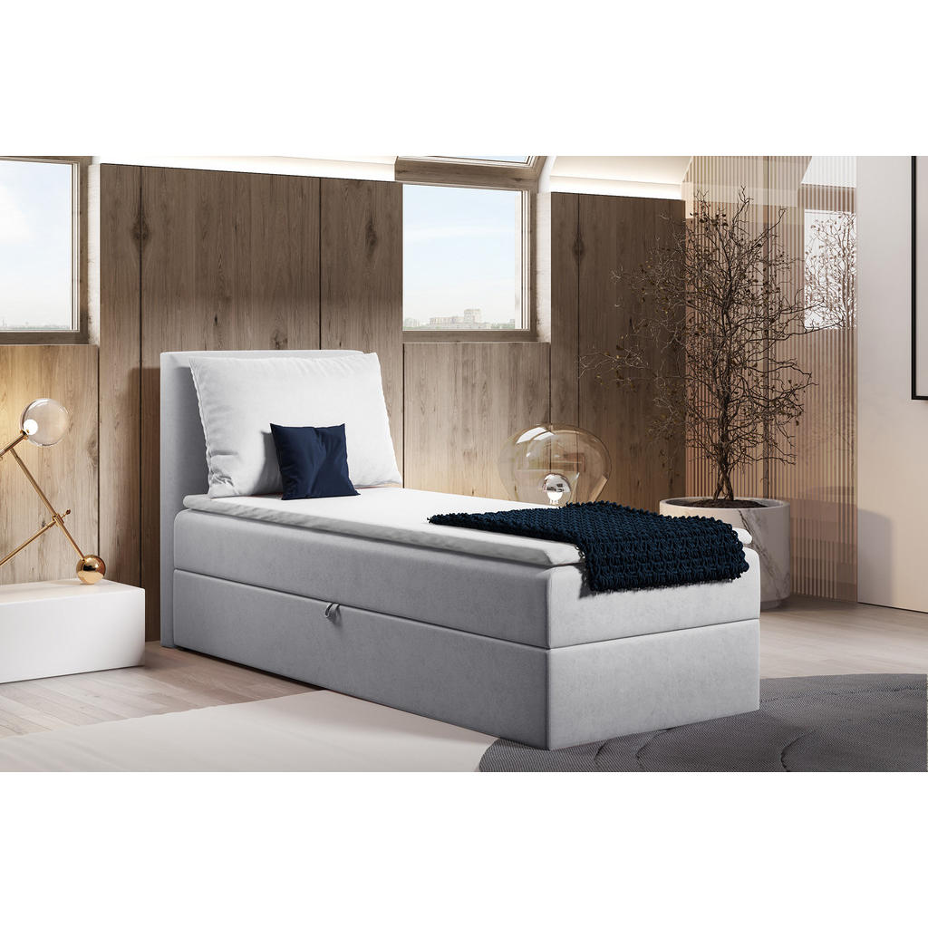 Thumbnail - Sofnet Boxbett, Hellgrau, Textil, H3, Rechteckig, 90x200 cm, Schlafzimmer, Betten, Boxspringbetten