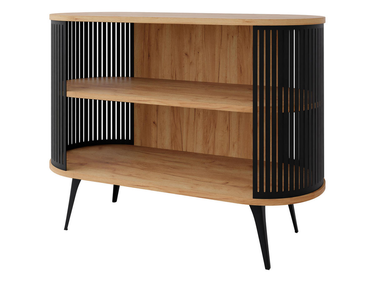 KOMMODE Roenni - Eichefarben/Schwarz, Holzwerkstoff/Metall (120/90/40cm) - MIRJAN24