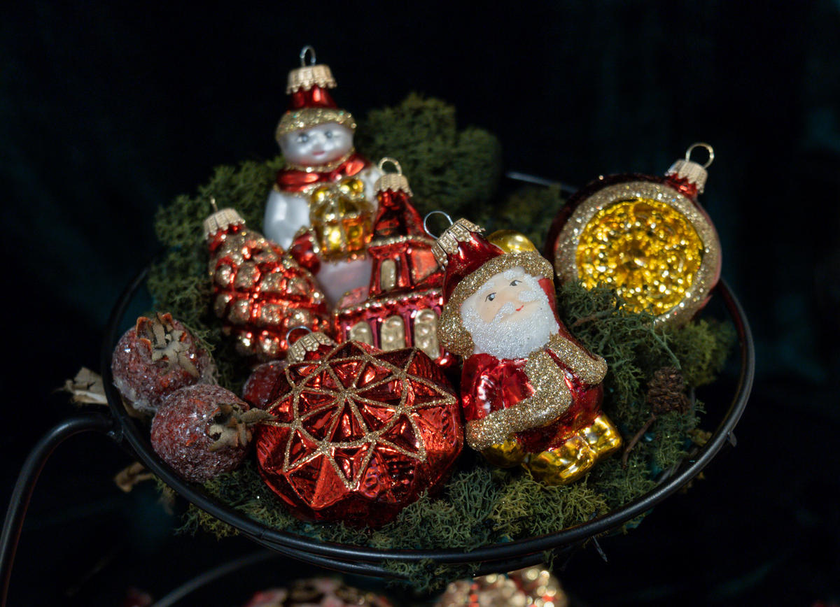 CHRISTBAUMSCHMUCK Formen- und Figuren-Sortiment Rot 9cm (Glas / 9 Stk.) - Rot, Glas (6/9/5cm) - Krebs Glas Lauscha