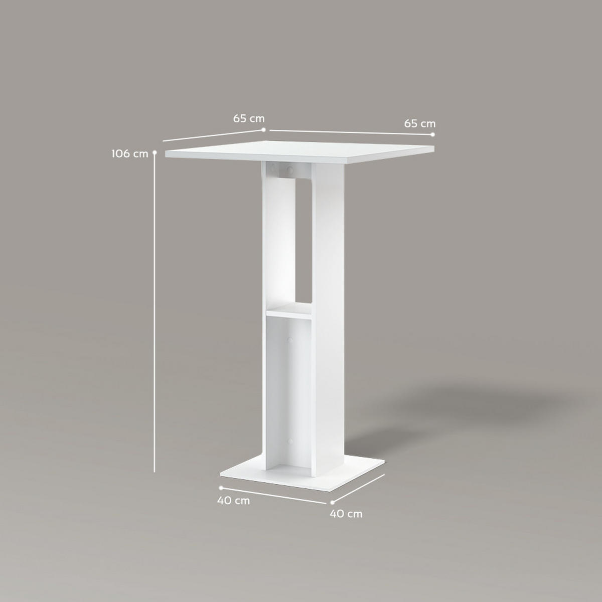 BARTISCH Regusa Weiß 65 x 65 cm - Weiß, Holzwerkstoff (65/65/106cm) - Livinity®