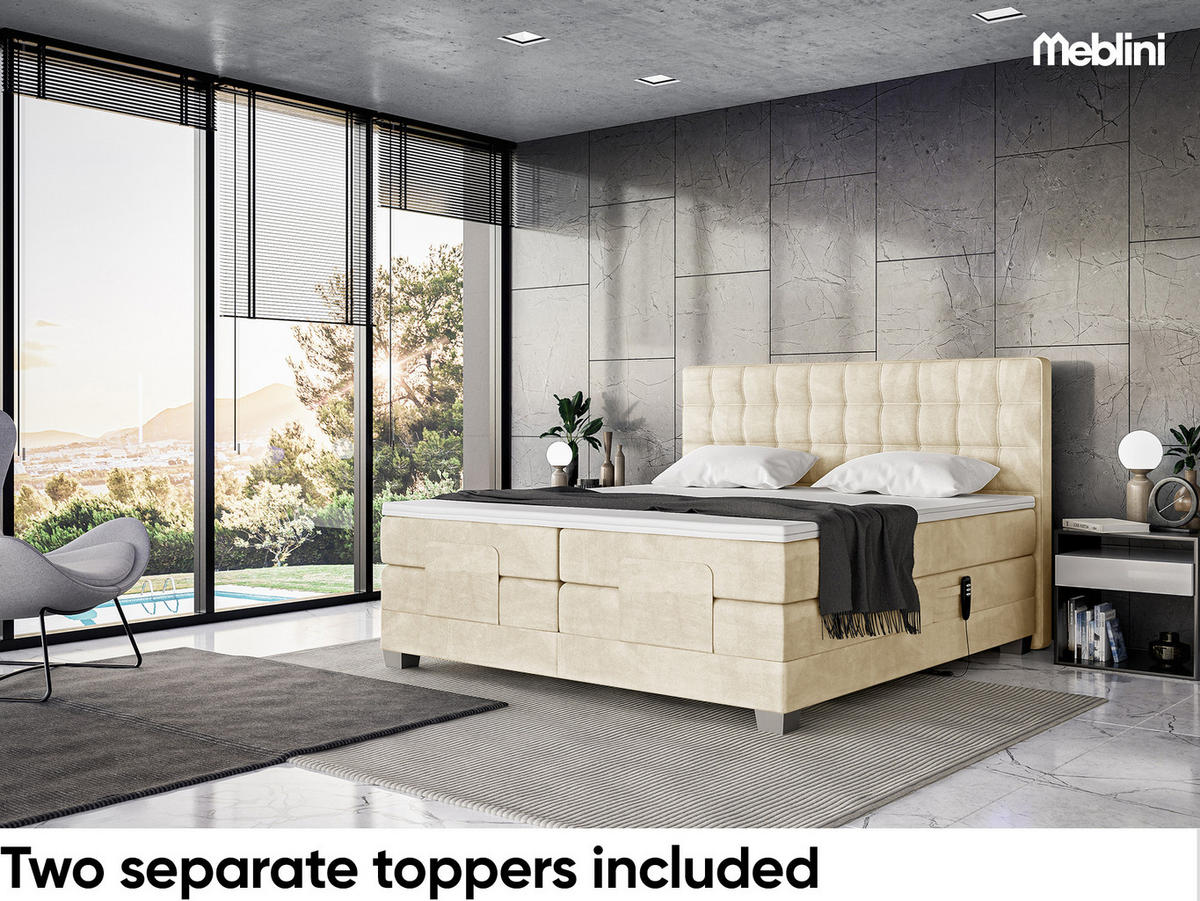BOXSPRINGBETT Edison - Beige/Silberfarben, Textil (200/200cm) - Meblini