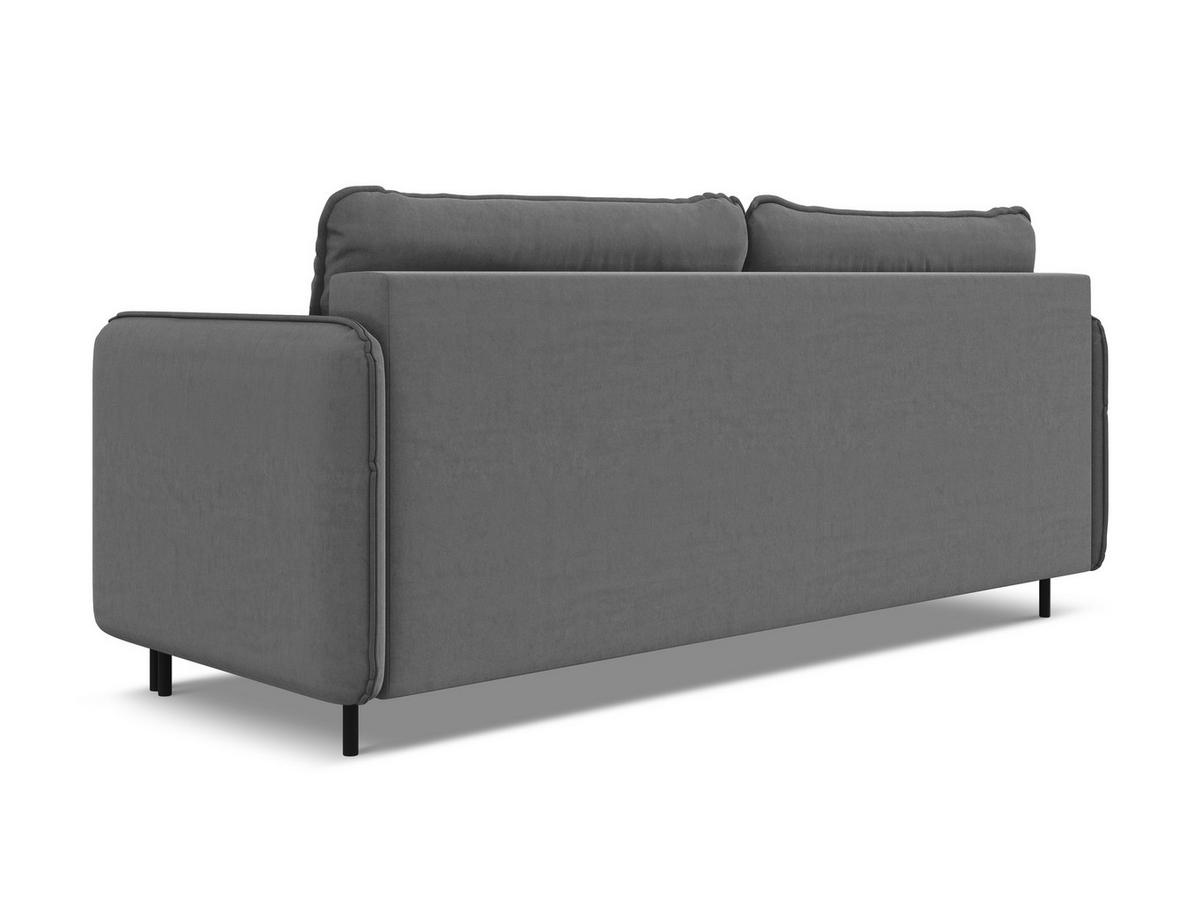 3-SITZER SOFA mit Schlaffunktion Samt Stoff Grau - Schwarz/Grau, Holz/Textil (226/90/92cm) - Makamii
