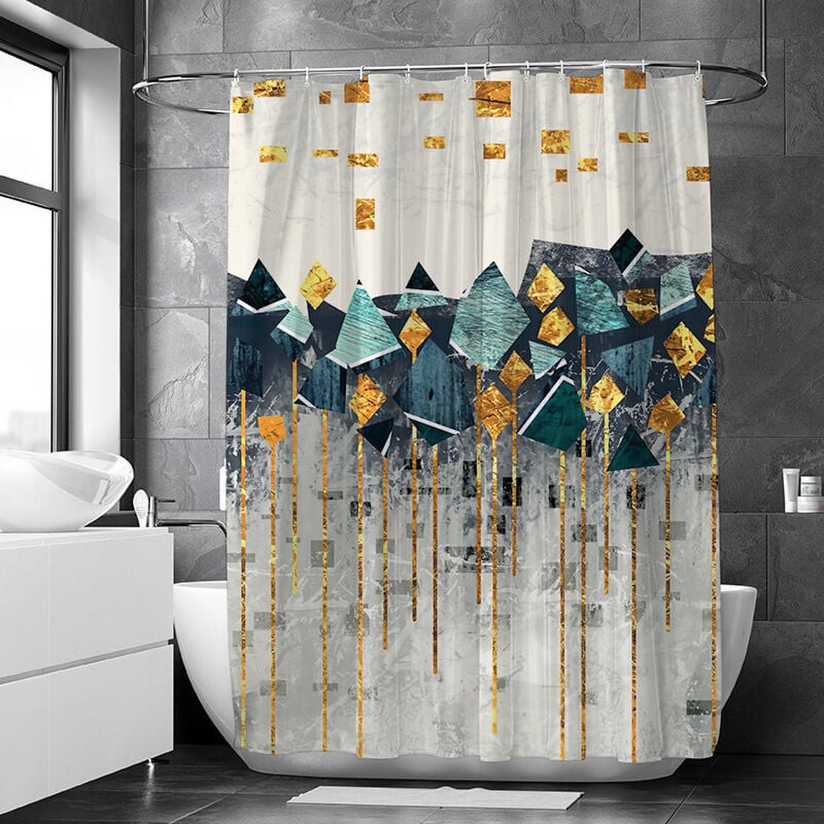 DUSCHVORHANG schimmelresistent Stoff Polyester originell maschinenwaschbar mit Haken für Badezimmer - Multicolor, Textil (120/180cm) - MCBOSON