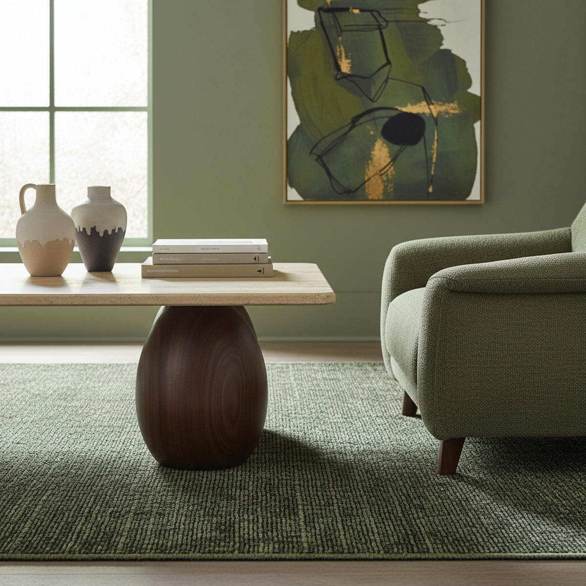 TEPPICH Kurzflor Unicolor Chenille Baumwolle Innen Grün Rechteckig 120x170 - Grün, Textil (120/170cm) - KADIMA DESIGN