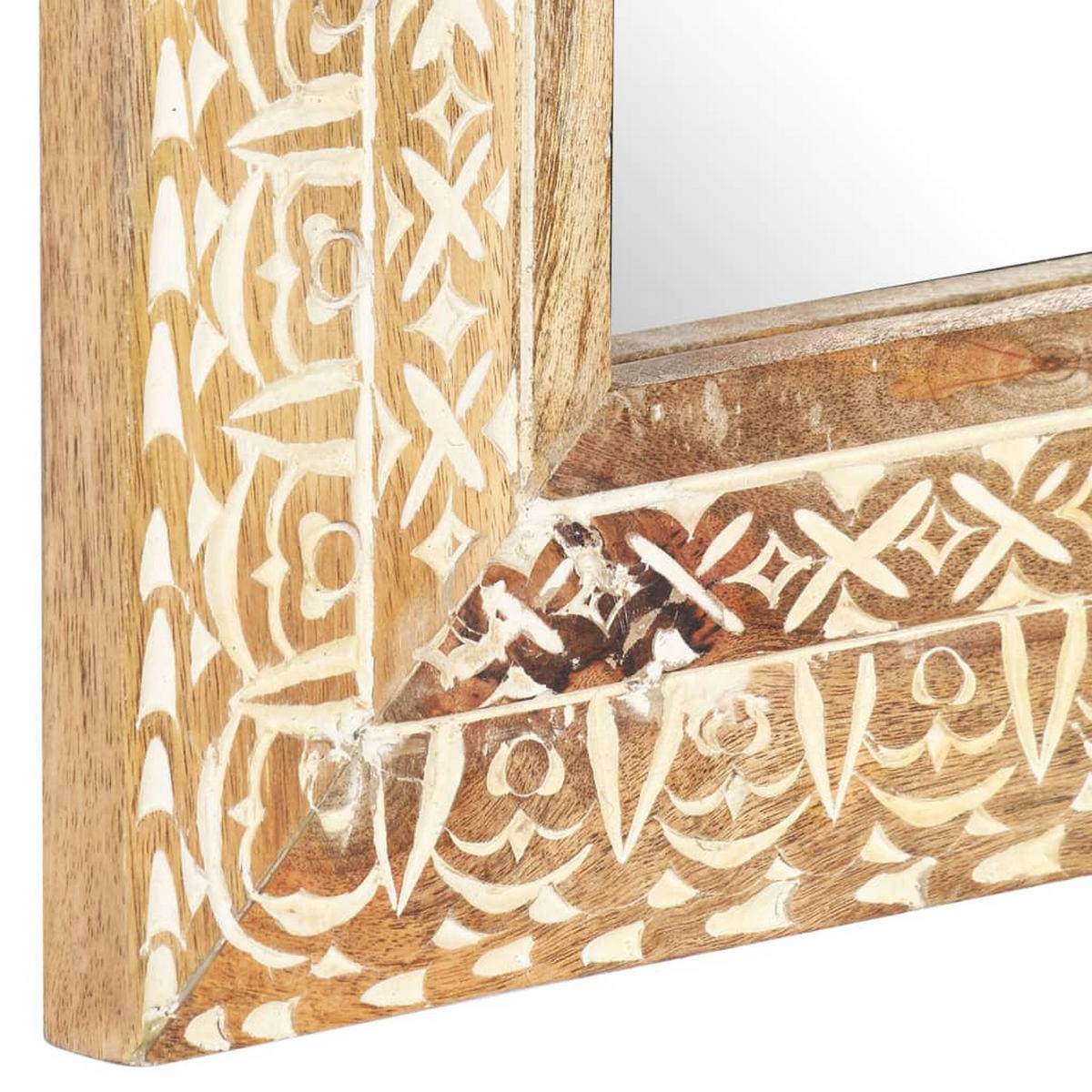 SPIEGEL Handgeschnitzt 80x50x2,6 cm Massivholz Mango - Braun, Holz (50/50/80cm) - furnicato