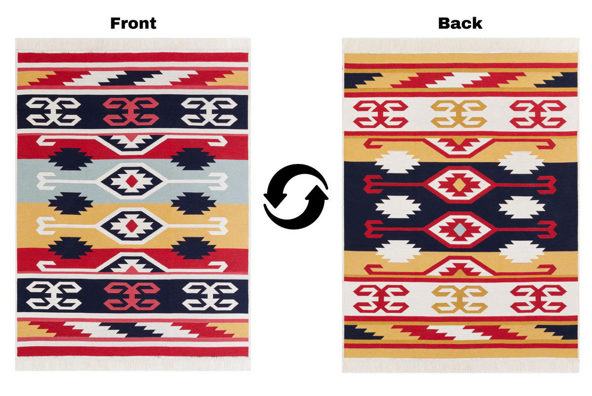 TEPPICH AZTECA Rot Gelb Grau Schwarz 80/300 cm - Gelb/Rot, Naturmaterialien (80/300cm) - Tapiso