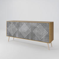 SIDEBOARD POLYGONAL ARTISTRY, Eicheneffekt, 164,5x42x77,5 cm, 3 Türen - Eichefarben/Buchefarben, Holzwerkstoff/Buchenholz (164.5/77.5/42cm) - SpaceRebels