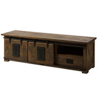TV-BOARD Mango 160x45x50 braun lackiert RAILWAY #401 - Braun, Holz (160/50/45cm) - Massivmoebel24