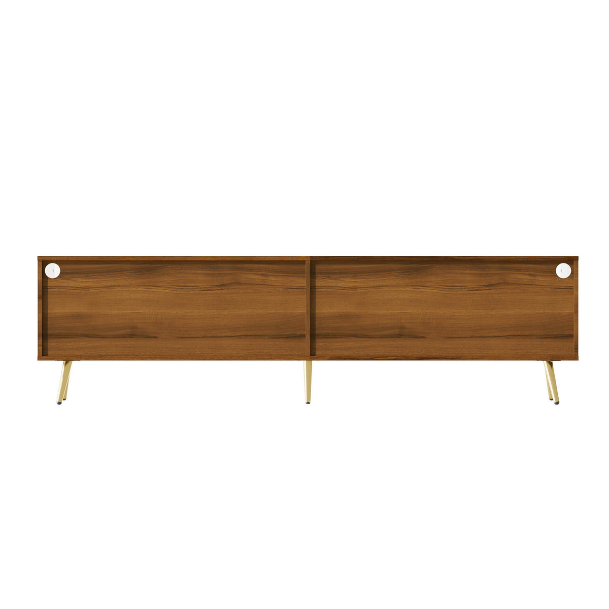 TV-SCHRANK 180 cm Mit LED-Beleuchtung, Glasfront, goldenen Metallfüßen Walnussfarben, Stauraum für Wohnzimmer - Braun, Holzwerkstoff (180/50/40cm) - Urban Meuble
