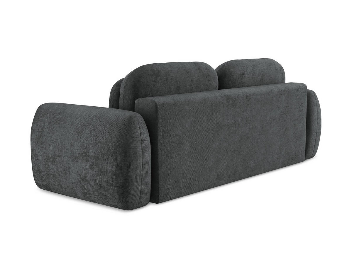 3-SITZER SOFA mit Schlaffunktion Chenille Stoff Grau - Dunkelgrau/Schwarz, Holzwerkstoff/Kunststoff (266/95/121cm) - LaMiaSofa
