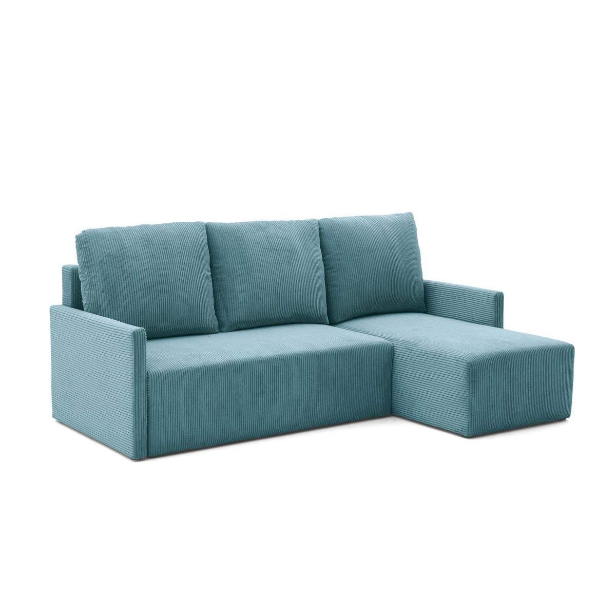 ECKSOFA GARDA L universell links/rechts montierbar mit Schlaffunktion 132x198 cm Cord Blau - Blau/Schwarz, Holz/Kunststoff (209/145cm) - NACANAPA