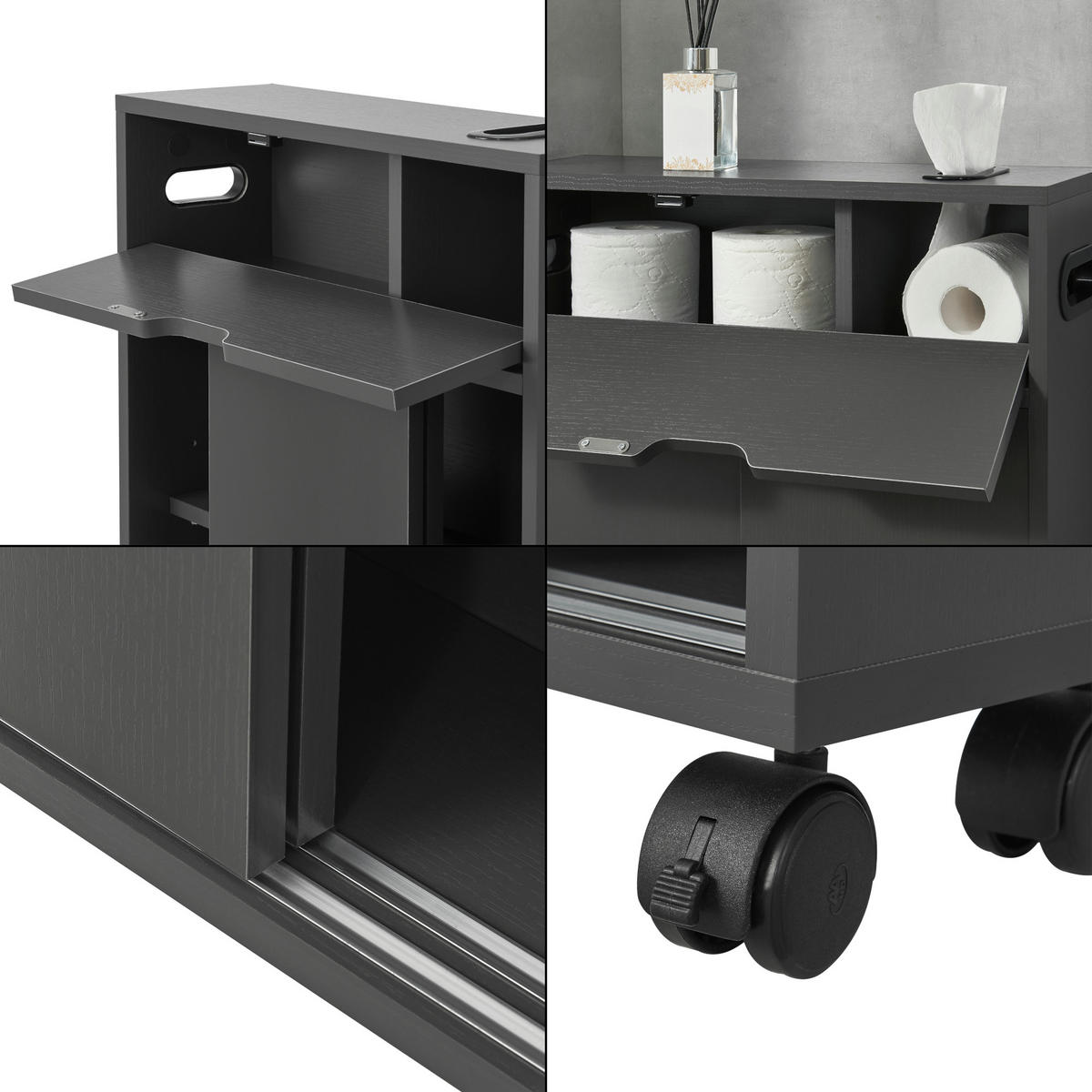 SEITENSCHRANK Kempele - Dunkelgrau, Holzwerkstoff (52/67/17cm) - [en.casa]