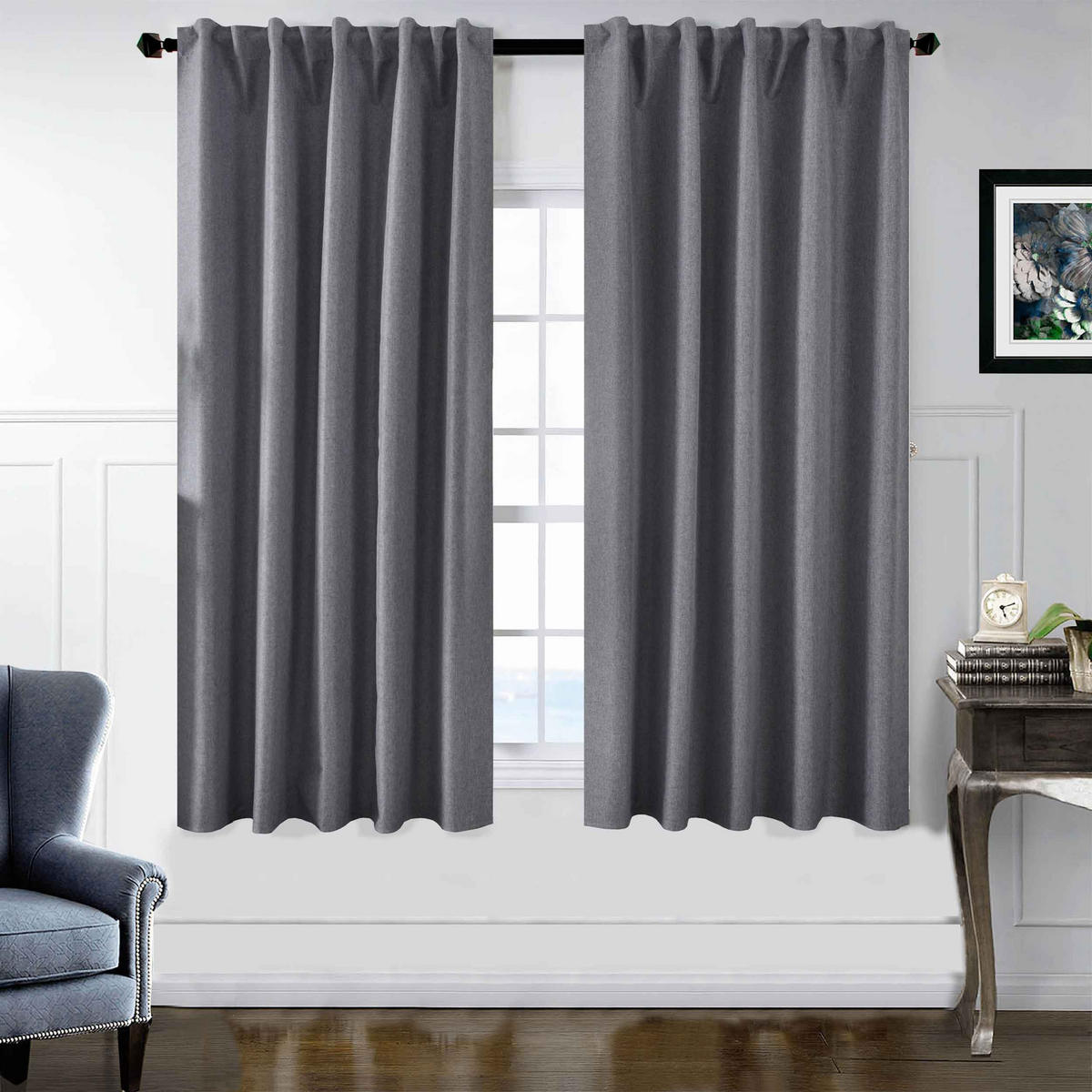 VORHANG 2ER SET BOSTON DARK HxB 175x140 cm Dunkelgrau - Dunkelgrau, Textil (140/175cm) - Gardinenbox