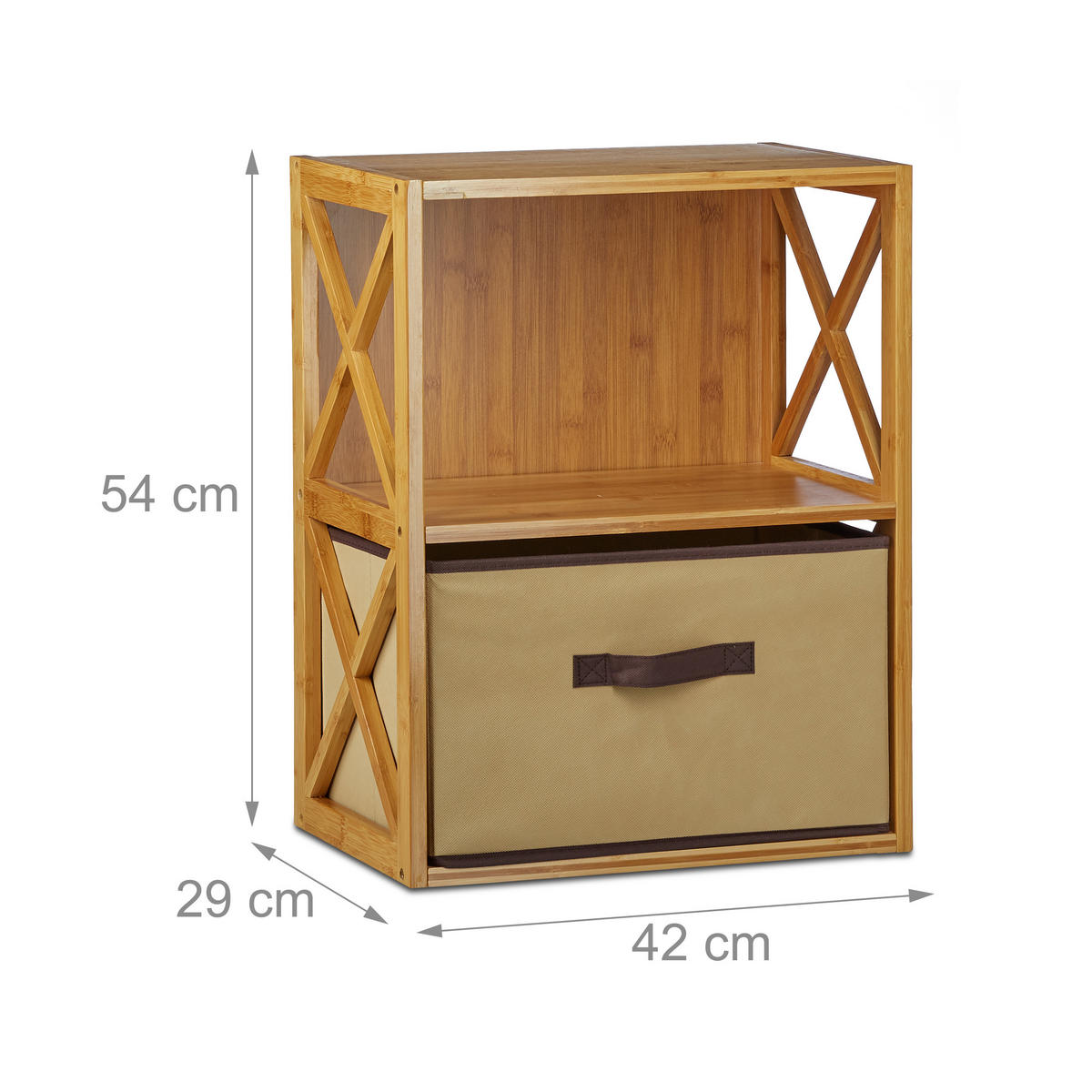 BAMBUSOVÝ policový koš - světle hnědá, dřevo/textil (42/54/29cm) - Relaxdays
