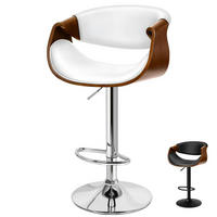 BARHOCKER mit Holzrückenlehne Weiß Höhenverstellbar 360° drehbar - Weiß, Kunststoff (40/110/40cm)