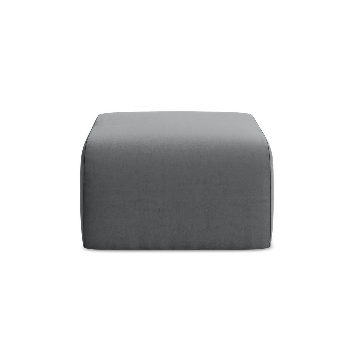POUF Samt Stoff Grau - Edelstahlfarben/Schwarz, Holzwerkstoff/Kunststoff (72/42/94cm) - LaMiaSofa