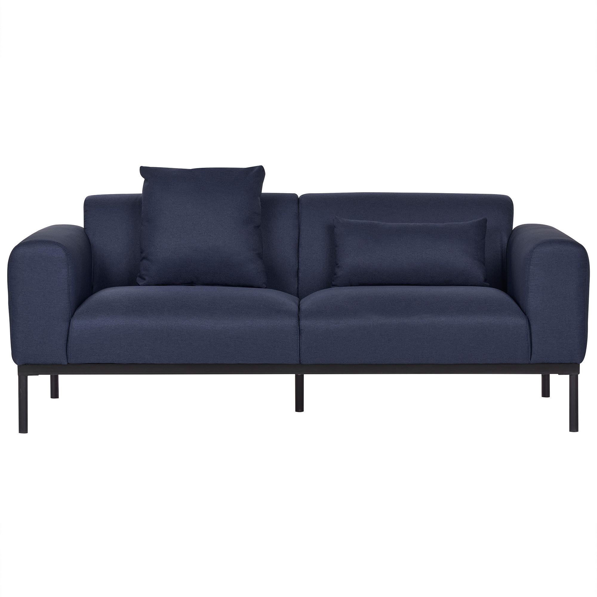 2-SITZER-SOFA Leinen dunkelblau Malmos - Blau/Schwarz, Textil (196/78/85cm) - Beliani