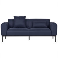 2-SITZER-SOFA Leinen dunkelblau Malmos - Blau/Schwarz, Textil (196/78/85cm) - Beliani