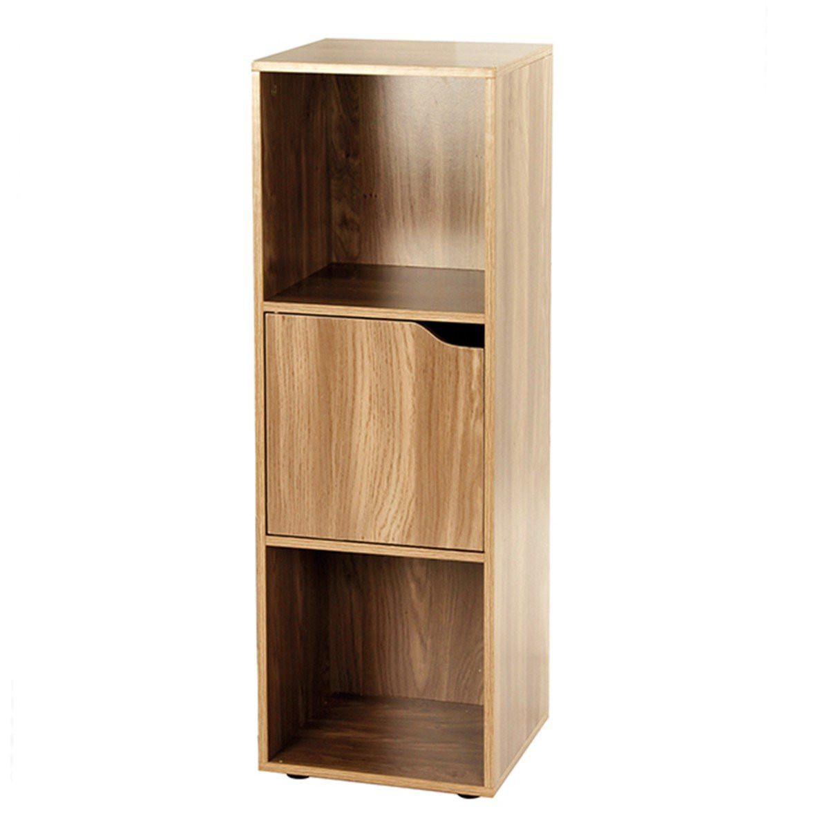 MÖBELSTÜCK mit 3 Fächern und einer Tür 29/90,8/30,7 cm - Eichefarben, Holzwerkstoff (29/90.8/30.7cm) - Calicosy