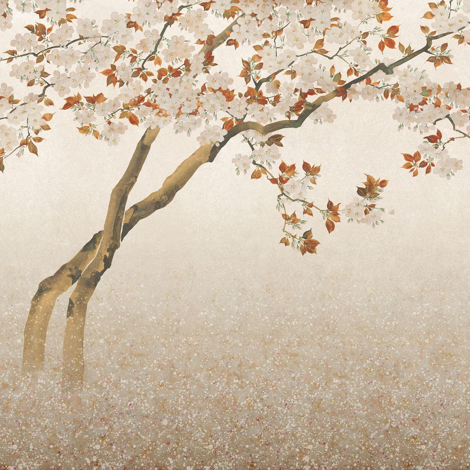 FOTOTAPETE Kirschblüten 371 x 280 cm - Beige, Papier (371/280cm) - Sanders & Sanders
