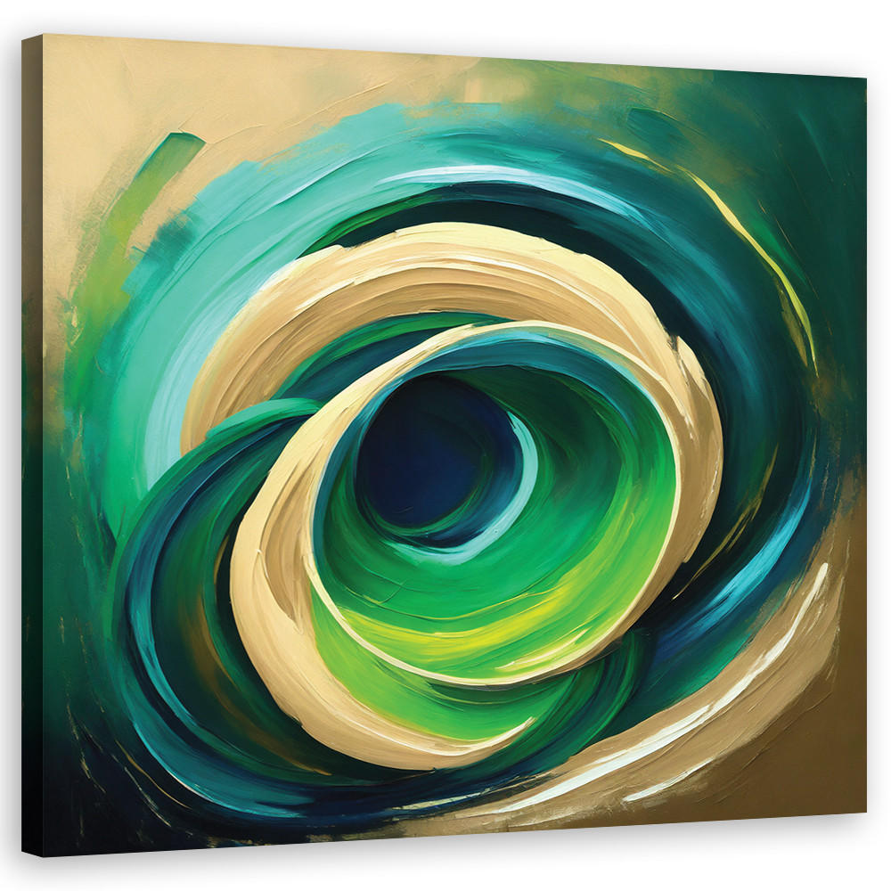 WANDBILD türkis abstraktion wie gemalt - Grün, Textil (50/50cm) - Feeby