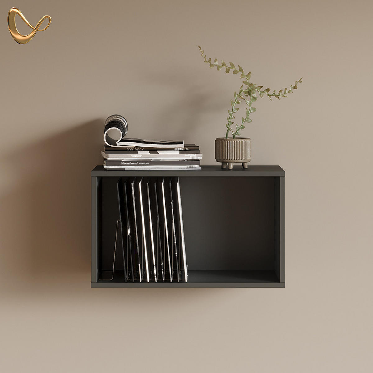 WANDREGAL Lorena Anthrazit 60 x 36 cm - Anthrazit, Holzwerkstoff (60/36/30cm) - Livinity®