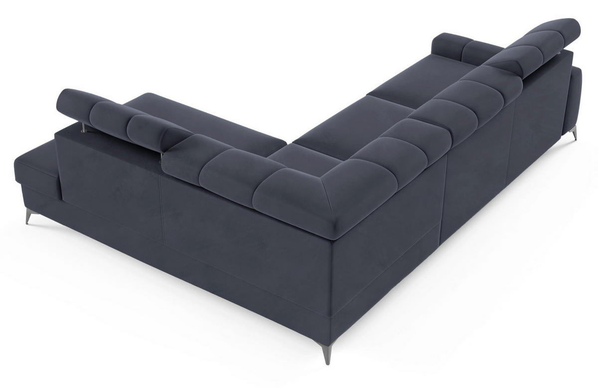 ECKSOFA London Dunkelgrau Velours - Dunkelgrau/Schwarz, Textil/Metall (203/274cm) - Selsey