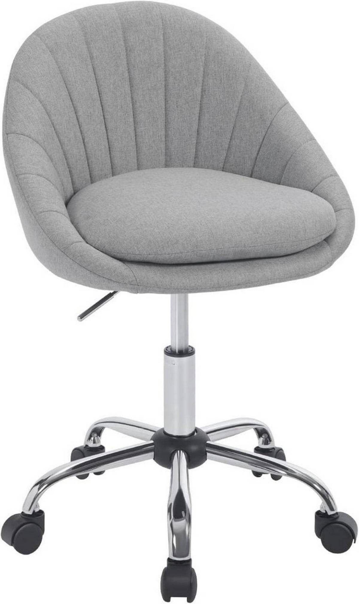 DREHSTUHL ergonomisch, Schminkstuhl, Samt, Grau - Schwarz/Grau, Textil/Metall (52/72/48cm) - Woltu