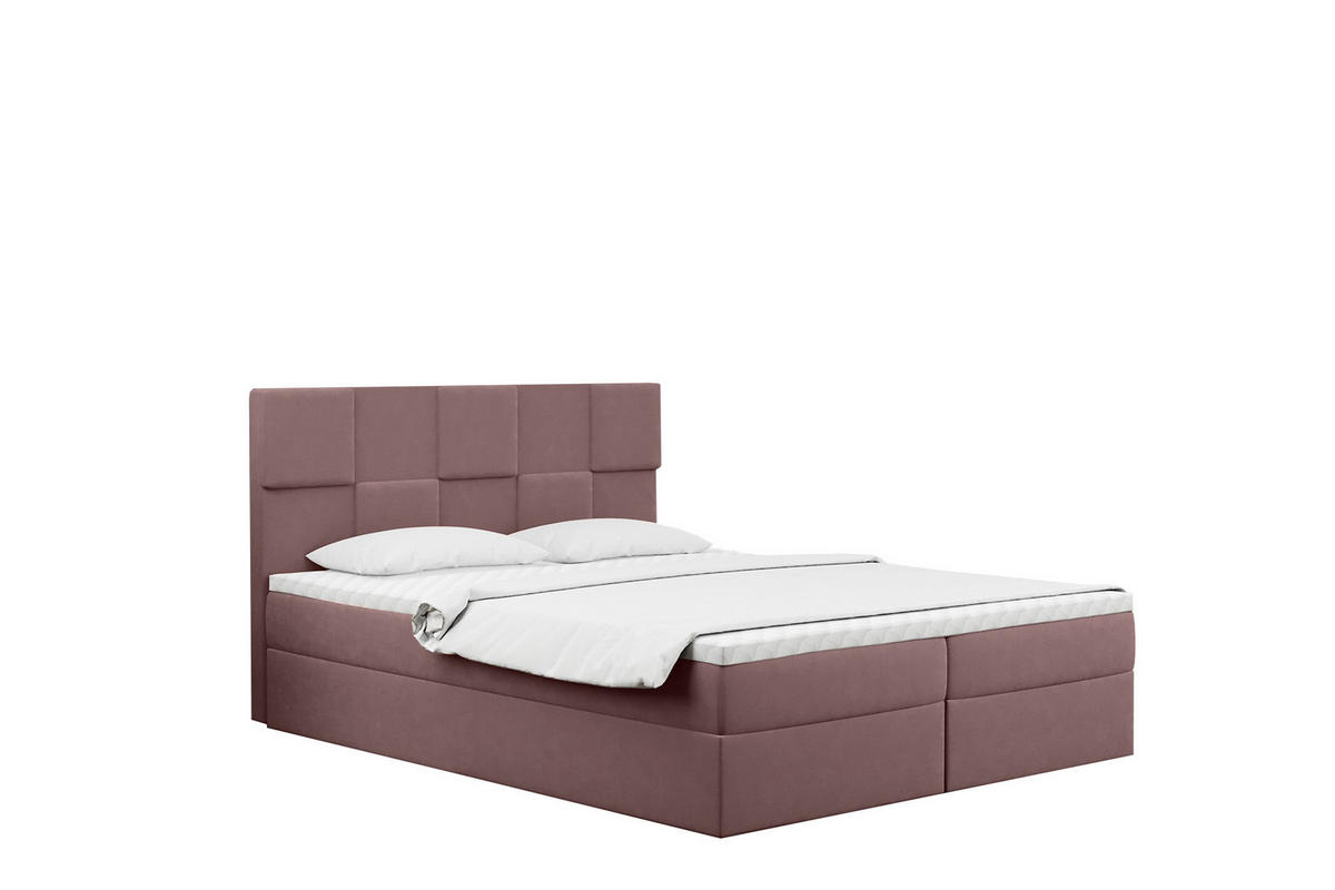 BOXBETT mit Bettkasten und Matratze CLARA Stoff Velvet Rosa 180x200 cm H2-Pocket - Rosa, Holz (180/200cm) - Kaiser Möbel