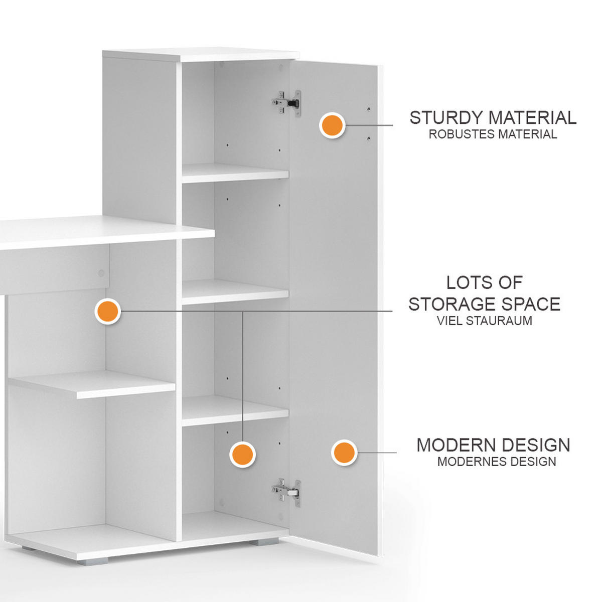 POČÍTAČOVÝ STŮL Ritz Bílá - bílá, kompozitní dřevo (45.2/141.2/113.2cm) - Vicco