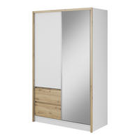 SCHWEBETÜRENSCHRANK SABRINA 134/214/62 cm 3-türig mit Spiegel Weiß - Eiche Artisan/Weiß, Holzwerkstoff (134/214/62cm) - MASSENO