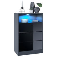 KOMMODE Pino Fronten in Schwarz Hochglanz - Schwarz Hochglanz, Holzwerkstoff (56/86.5/36cm) - Vladon
