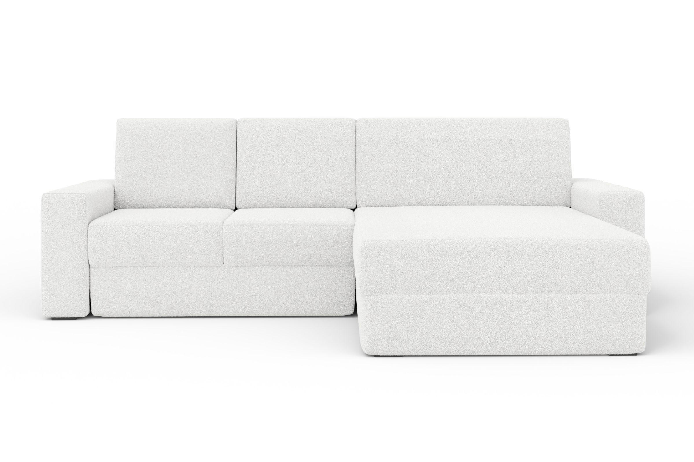 ECKSOFA TOCO XL 275/170 cm in Boucle Weiß rechts - Beige, Holz/Holzwerkstoff (275/170cm) - Deine Möbel 24