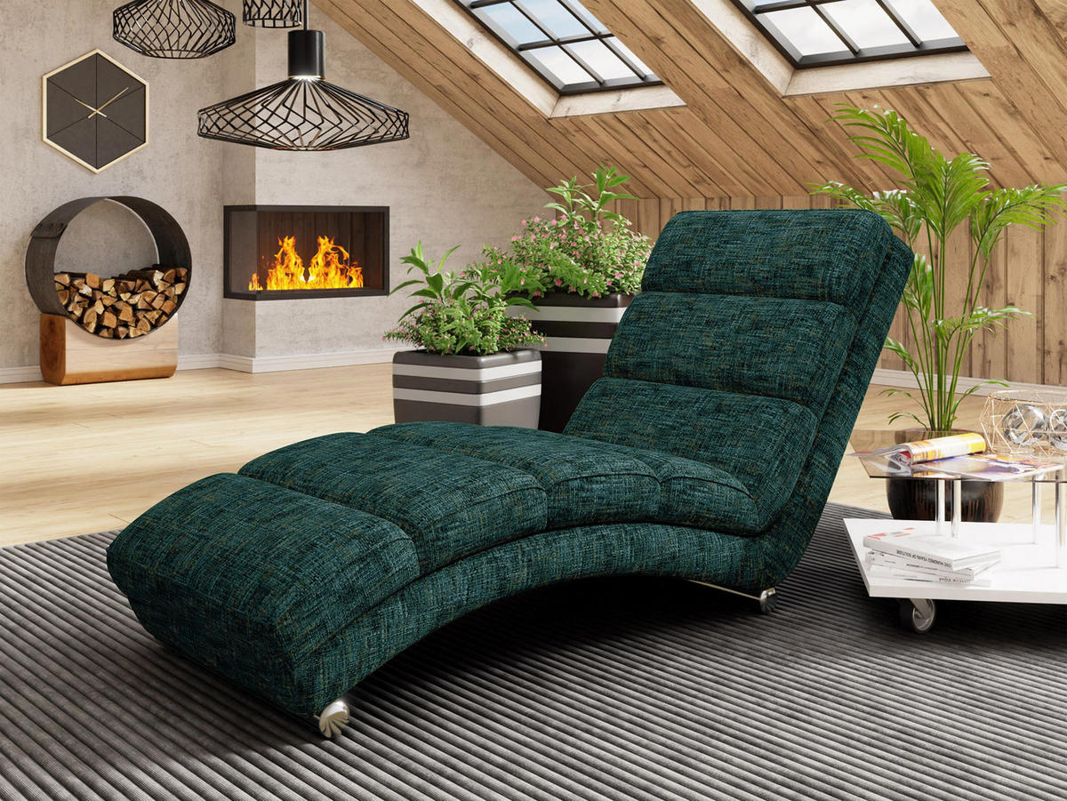 RELAXLIEGE Holiday Premium - Türkis/Chromfarben, Holz/Textil (62/84/180cm) - MIRJAN24
