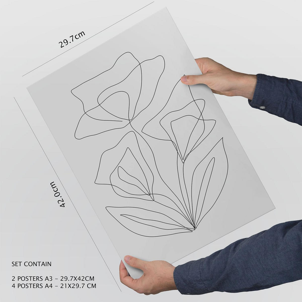 POSTER Set Mit 6 Angenehmes Lule In Blume Zusammenfassung Ästhetische Dekorative Gemälde Für Ihr Wohnzimmer, Schlafzimmer, Zuhause A3 & A4 Rahmenlos - Klar, Papier (29/3cm) - Nacnic