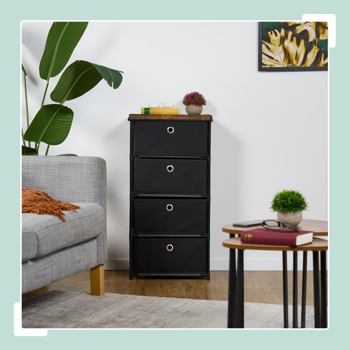 KOMMODE - Schwarz, Holzwerkstoff/Kunststoff (43/85/33cm) - Relaxdays