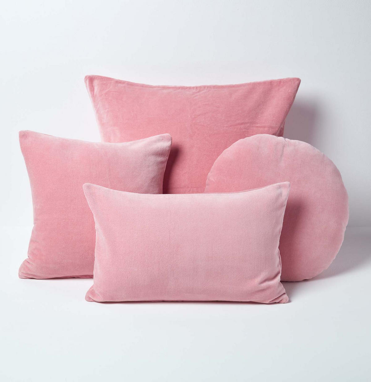 DEKOKISSEN rund rosa, Baumwollsamt?40 cm - Rosa, Textil (40/40cm) - Homescapes