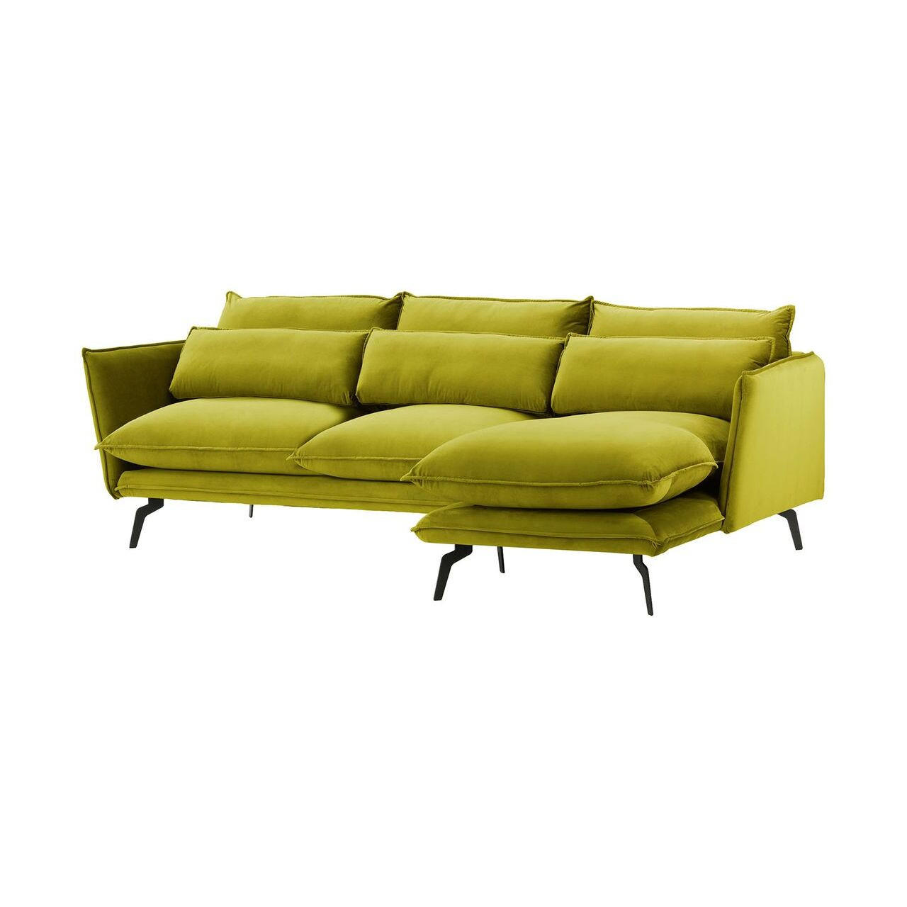 ECKSOFA Layla Rechts-Velluto 9 - Olivgrün, Holz/Textil (278/160cm)