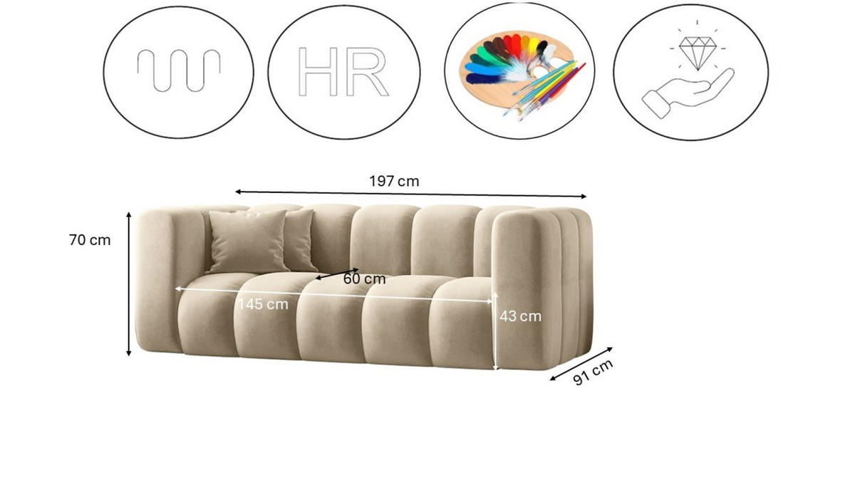 SOFAGARNITUR 2+1+1 Serie Grand Stilvol, Stoff Salvador Salvador Hellgrau - Ecru, Holz (91/70/197cm) - Kaiser Möbel