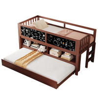 HOCHBETT 90/200 cm braun mit Kletterleiter und Graffiti-Tafel mit Matratze - Braun, Holzwerkstoff (90/200cm) - OKWISH