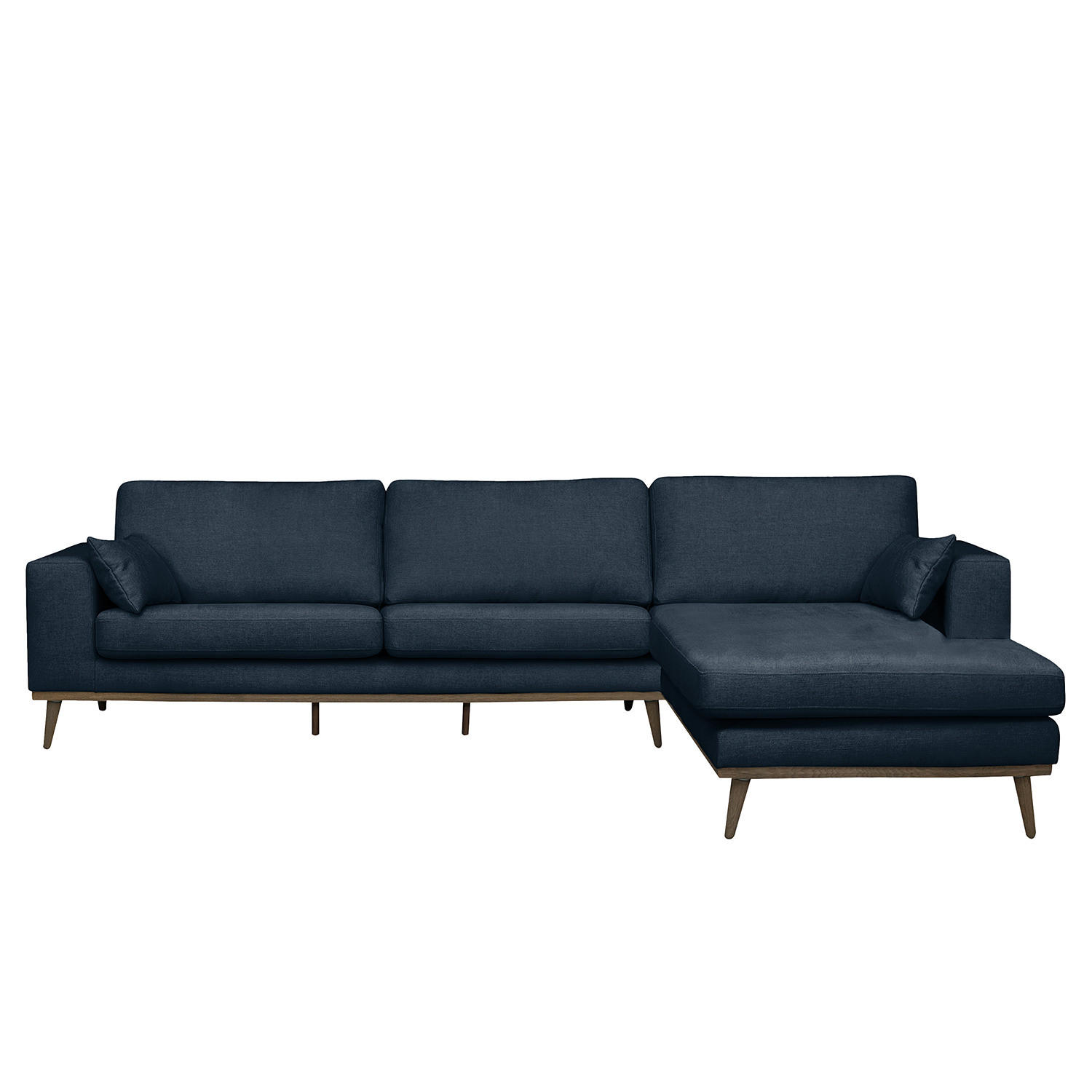 ECKSOFA mit Longchair - Eichefarben/Dunkelblau, Textil (281/153cm) - home24