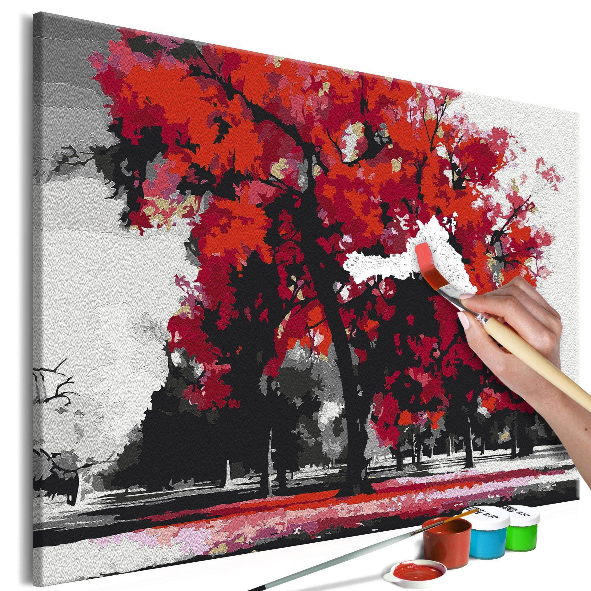 MALEN NACH ZAHLEN 50/40 cm - Rot/Schwarz, Textil (1.4/40cm) - KUNSTLOFT