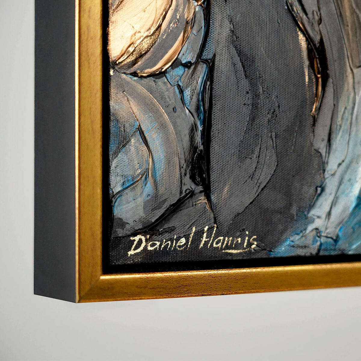 GEMÄLDE Dynastie der Stärke Schattenfugenrahmen Schwarz-Gold 140x100 cm - Schwarz Hochglanz, Holz (140/100cm) - YS-art gallery