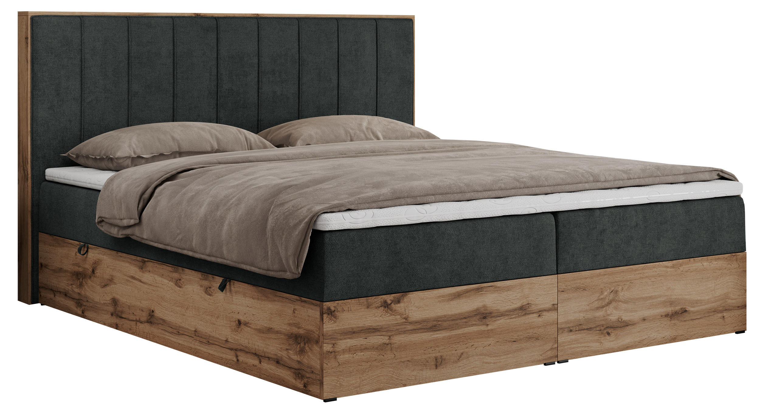BOXBETT BELLISSIMO 160/200 Dunkelgrau Struktur - H3 - Dunkelgrau, Holz/Textil (160/200cm) - MKS