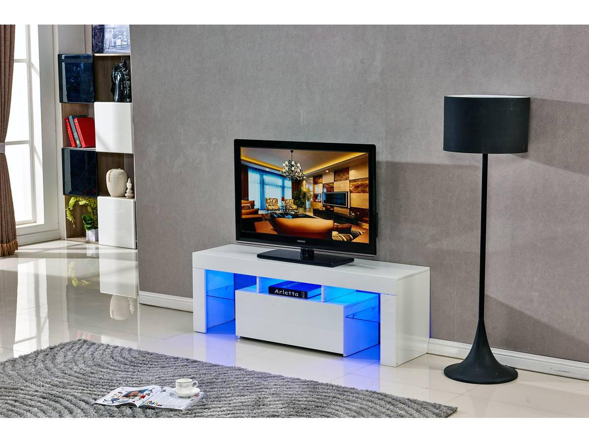 TV-MÖBEL Borda Weiß Hochglanz - Weiß Hochglanz, Holzwerkstoff (130/45/34cm) - Habitat Garten