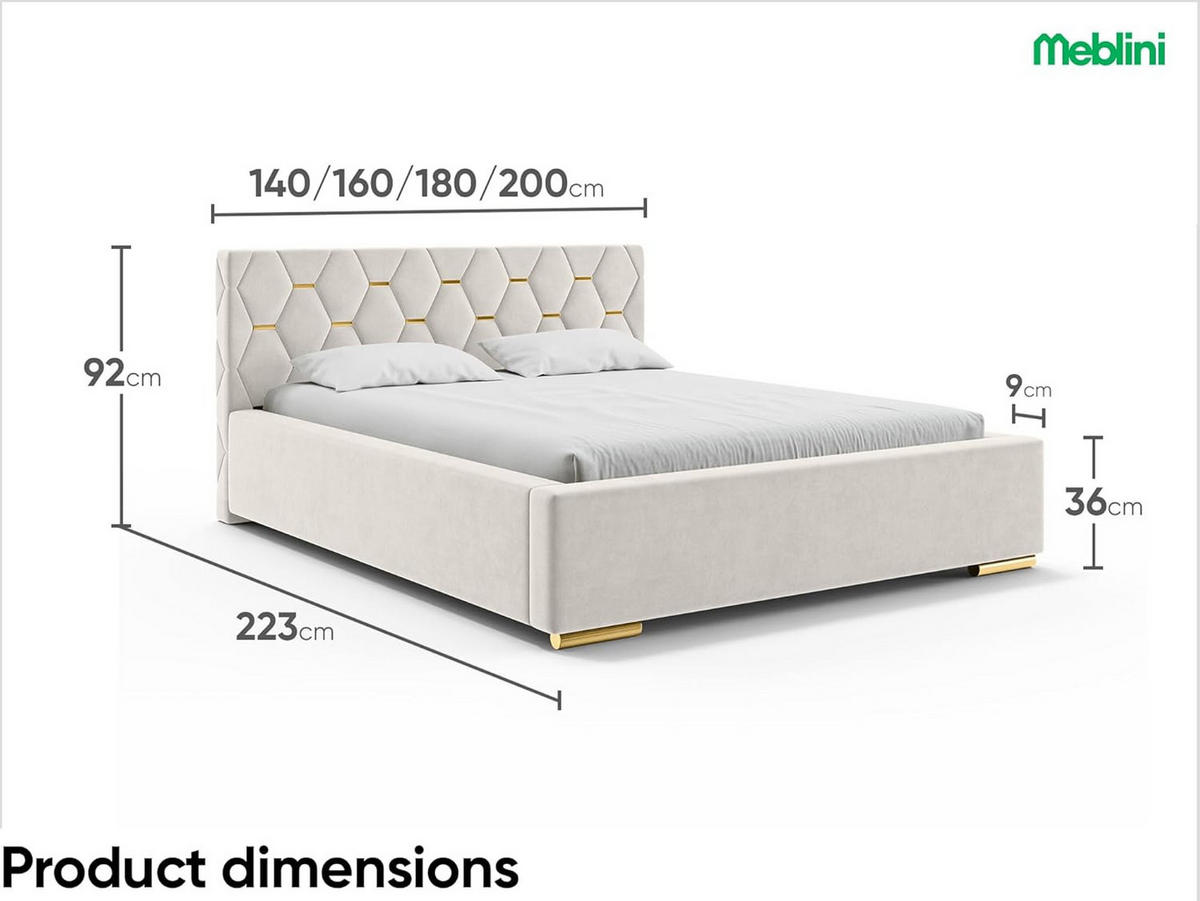 BETT VERSAL - Goldfarben/Creme, Holzwerkstoff (140/200cm) - Meblini