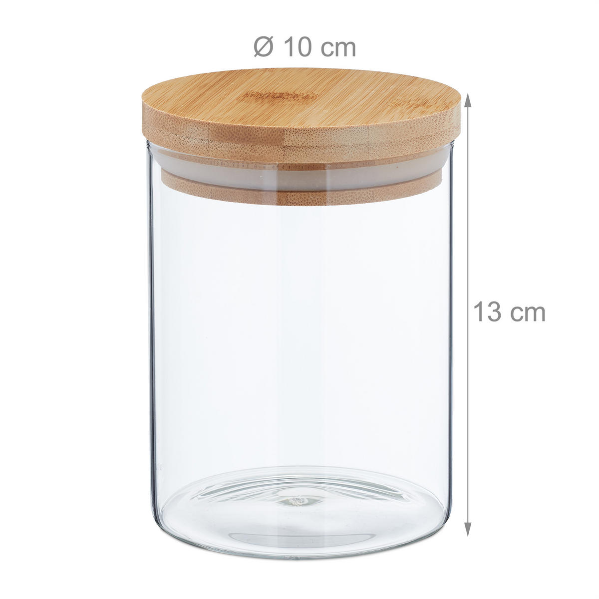 3XVORRATSGLAS - Transparent, Glas/Holz (10/13/10cm) - Relaxdays
