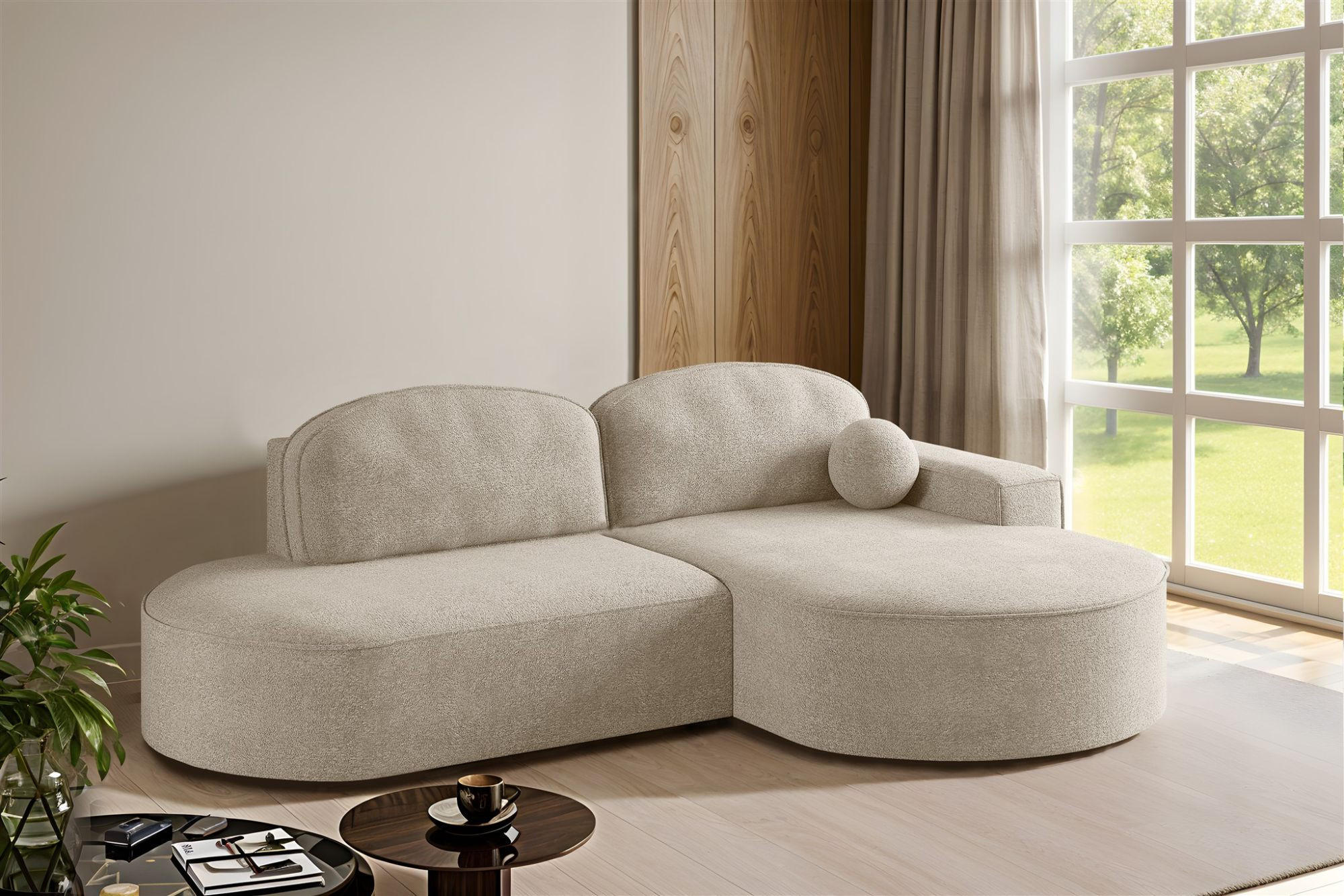 ECKSOFA Girona Mit Schlaffunktion - Beige, Holzwerkstoff/Textil (278/179cm) - Fun Möbel