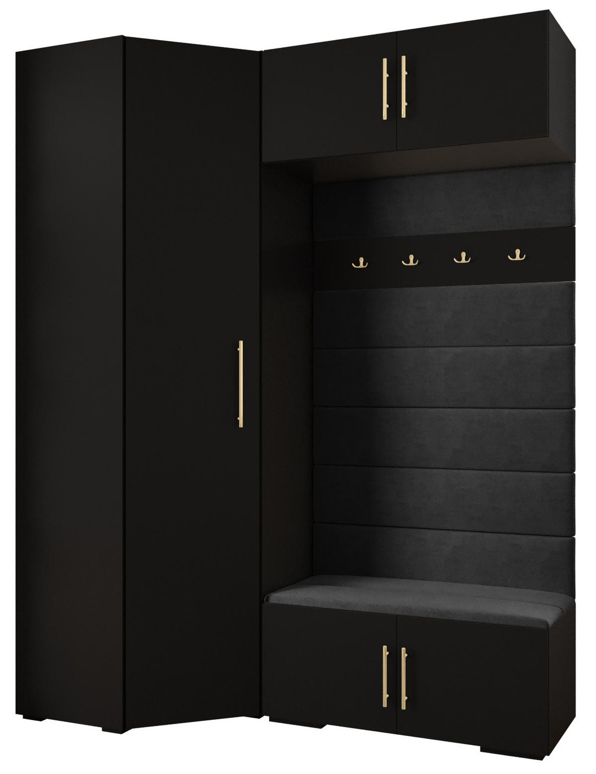 GARDEROBEN-SET 236,7/181,7/47 - Goldfarben/Schwarz, Holz/Metall (181.7/236.7/47cm) - Abiks Möbel